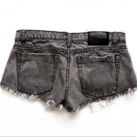 ONE X ONE TEASPOON Free People Button Fly Gray Star Distressed Raw Hem S… - Picture 6 of 16